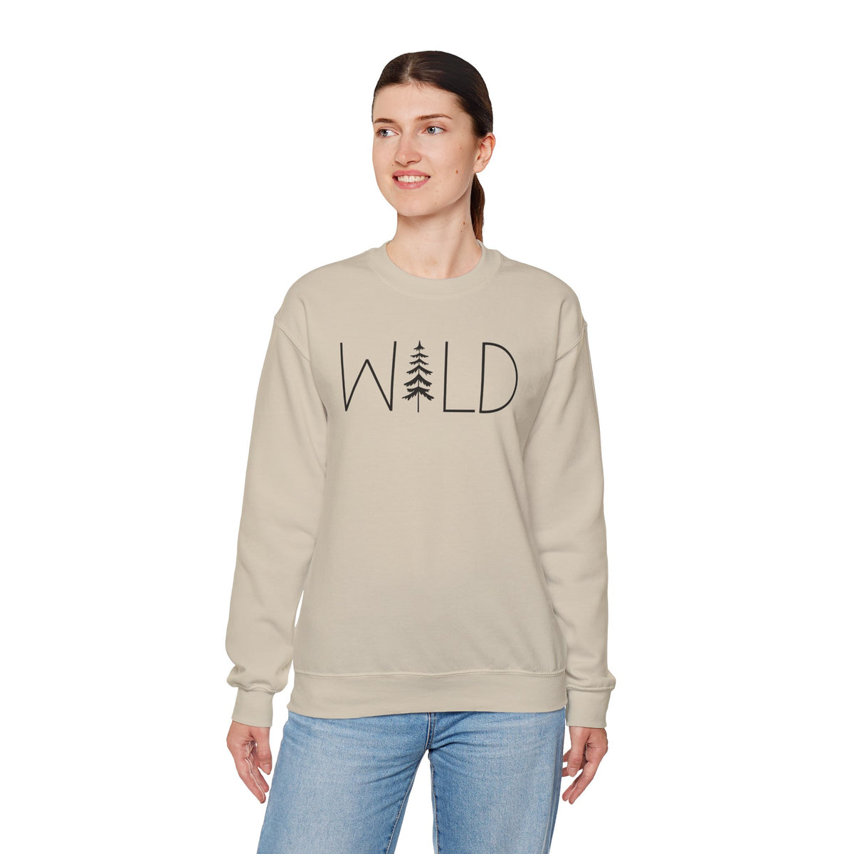 Wild Graphic, Nature, Pine Tree, Adventure – Gildan Heavy Blend | Trendy Women’s and Men's Soft Sweatshirt. Direct to Garment. Printed & Shipped in the USA. Unisex Sizes.