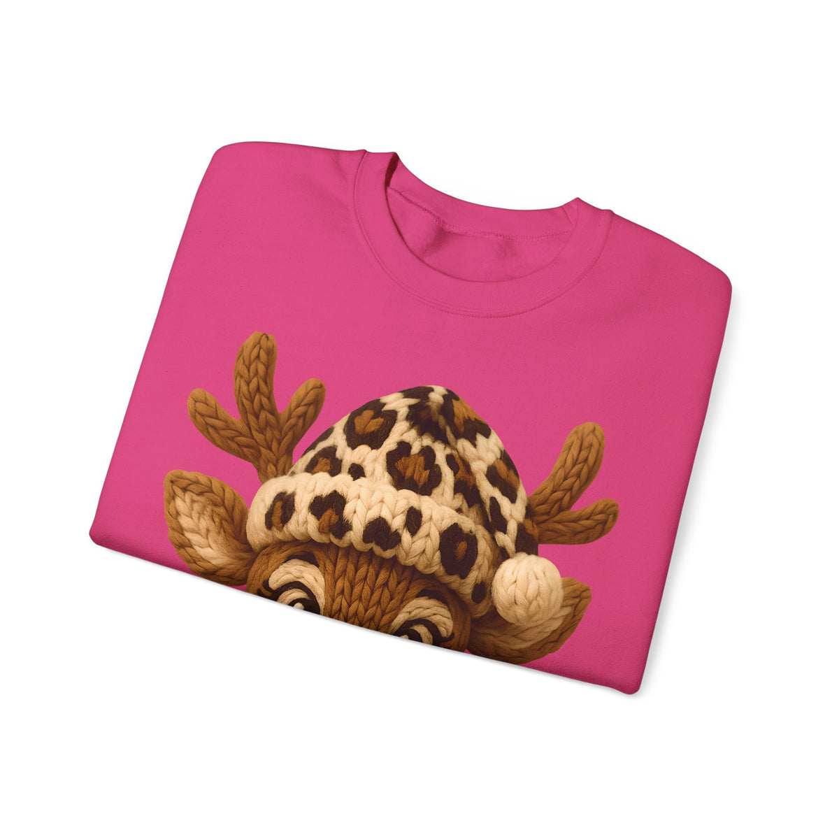 Rudolph Reindeer Leopard Santa Hat Christmas – Gildan Heavy Blend | Trendy Women’s Soft Sweatshirt. Direct to Garment. Printed & Shipped in the USA. Unisex Sizes.