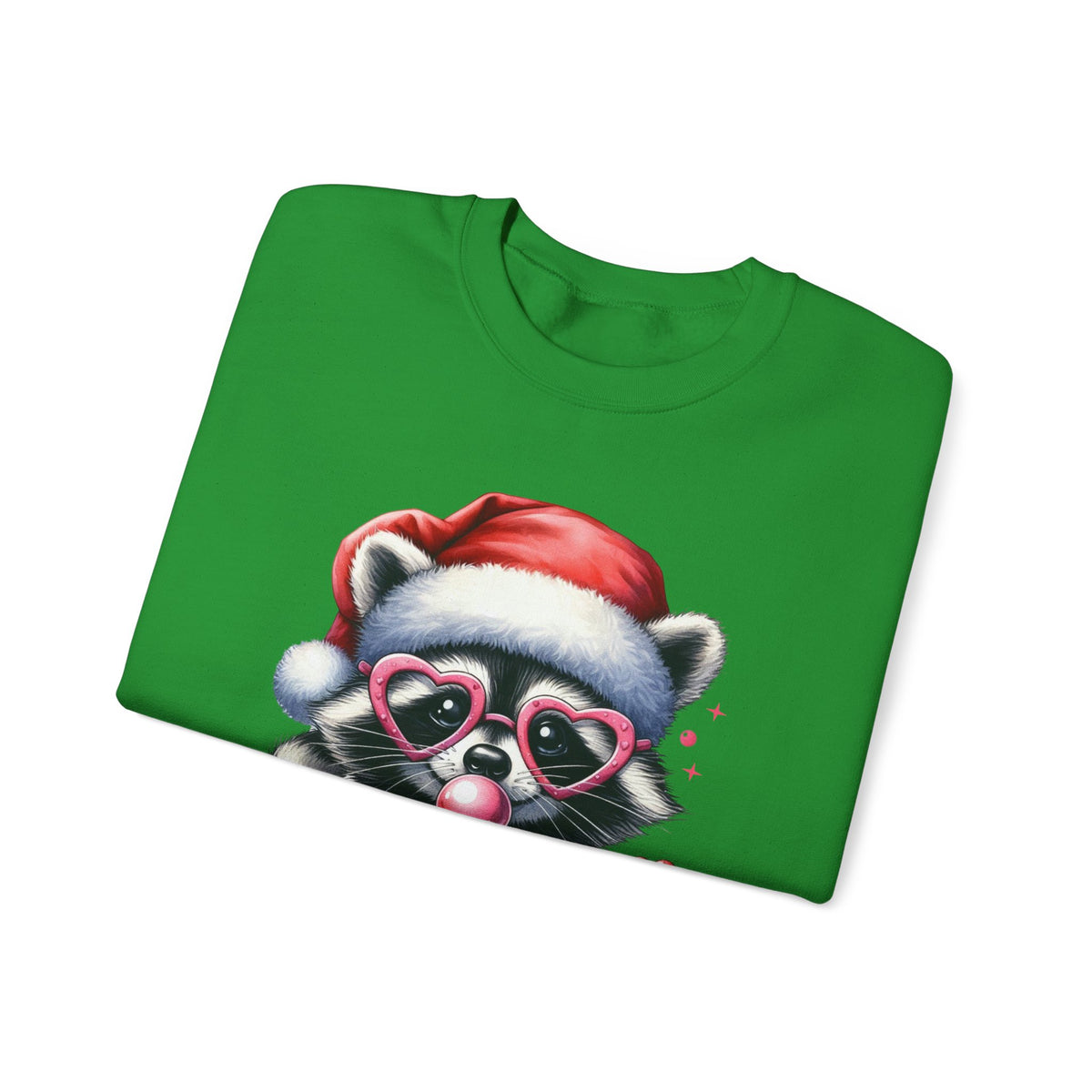 Merry Trashmas Bubblegum Raccoon w/Santa Hat Christmas – Gildan Heavy Blend | Trendy Women’s Soft Sweatshirt. Direct to Garment. Printed & Shipped in the USA. Unisex Sizes.