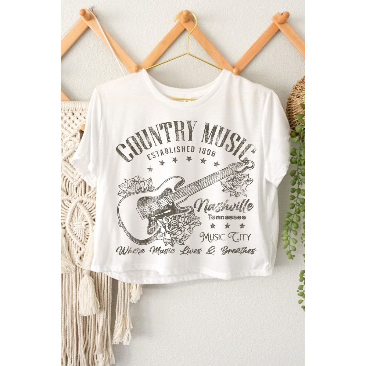 Country Music - White Crop Top