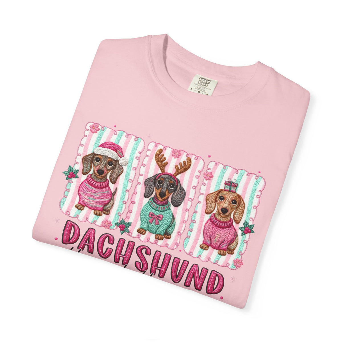 Dachshund Through the Snow - Comfort Colors | Trendy Women's T-Shirt. Direct to Garment. Printed & Shipped in the USA. Unisex Sizes.