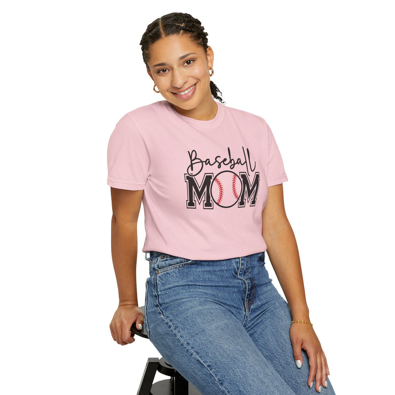 Baseball Mom - Comfort Colors | Trendy Women's T-Shirt. Direct to Garment. Printed & Shipped in the USA. Unisex Sizes.