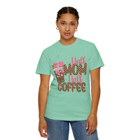 Half Mom Half Coffee. Cute Leopard Print Coffee Design - Comfort Colors | Trendy Women's T-Shirt. Direct to Garment. Printed & Shipped in the USA. Unisex Sizes.