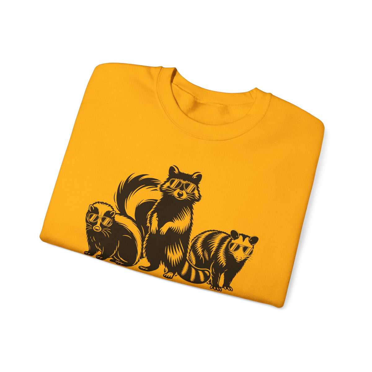 Stay Trashy, Skunk Raccoon Possum – Gildan Heavy Blend | Trendy Women’s and Men's Soft Sweatshirt. Direct to Garment. Printed & Shipped in the USA. Unisex Sizes.