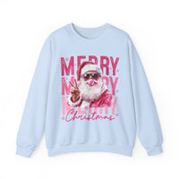 Pink Merry Christmas Bubblegum Santa – Gildan Heavy Blend | Trendy Women’s Soft Sweatshirt. Direct to Garment. Printed & Shipped in the USA. Unisex Sizes.