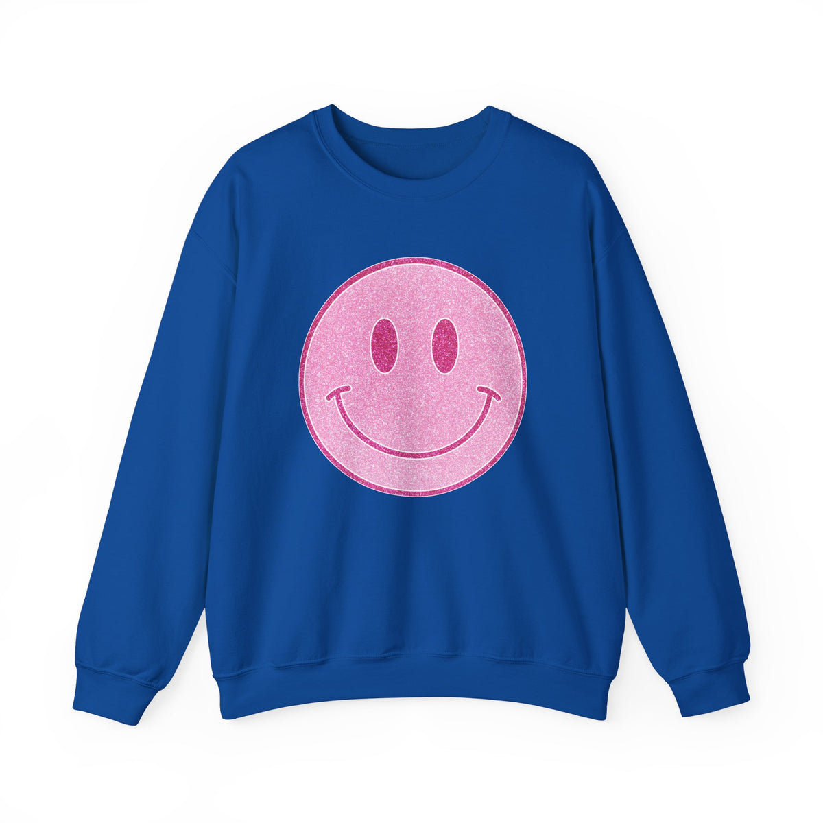 Glitter Smiley – Gildan Heavy Blend | Trendy Women’s Soft Sweatshirt. Direct to Garment. Printed & Shipped in the USA. Unisex Sizes.