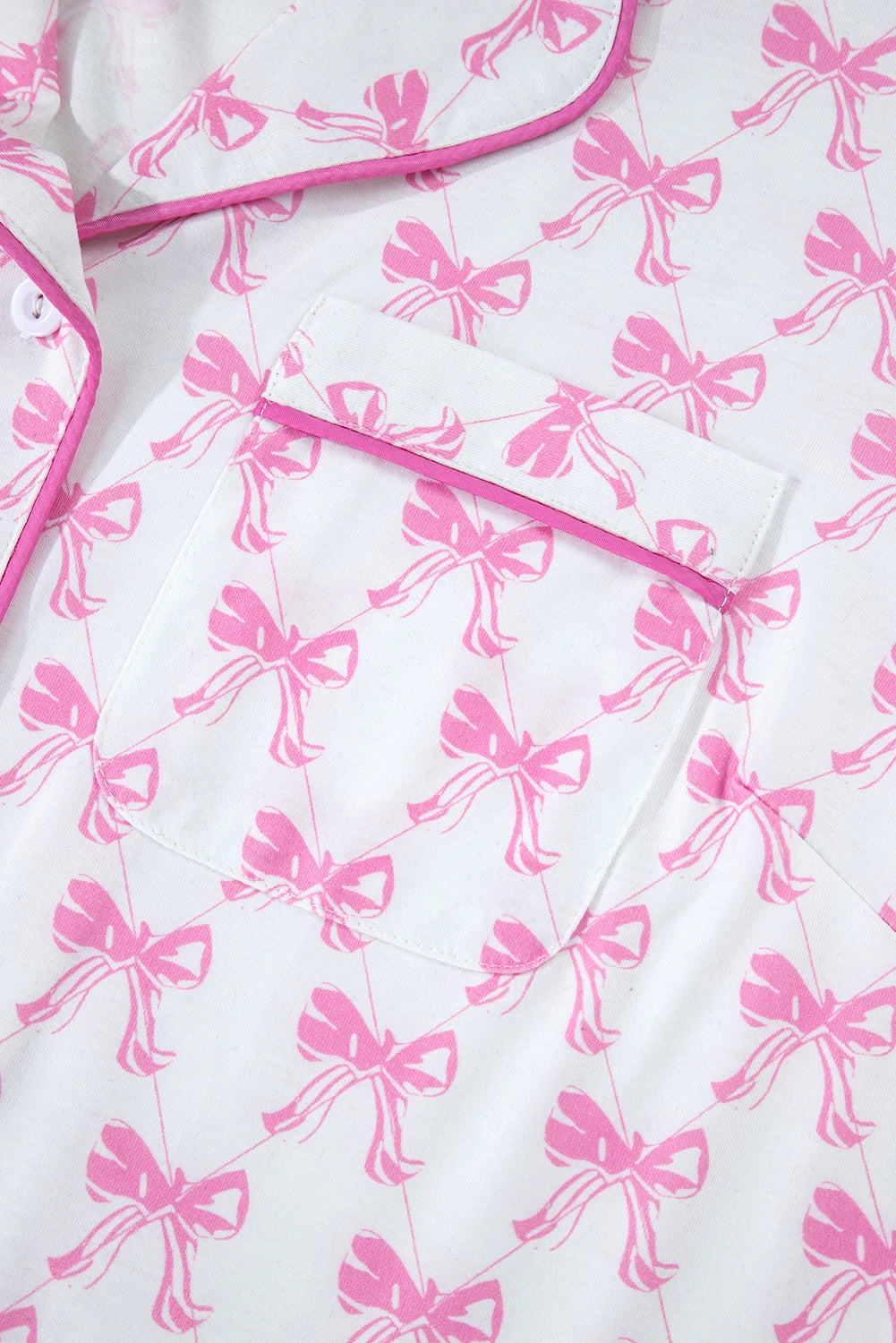 Millie Pink and White Bow Ruffled Shorts 2pc Pajama Set