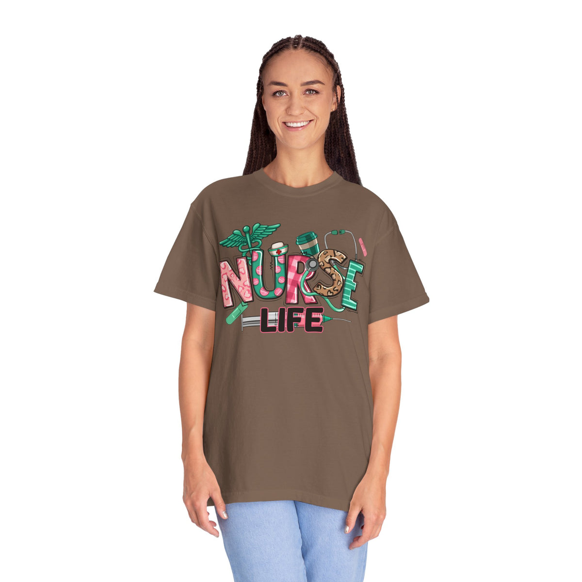 Nurse Life Cute Preppy Healthcare - Comfort Colors | Trendy Women's T-Shirt. Direct to Garment. Printed & Shipped in the USA. Unisex Sizes.