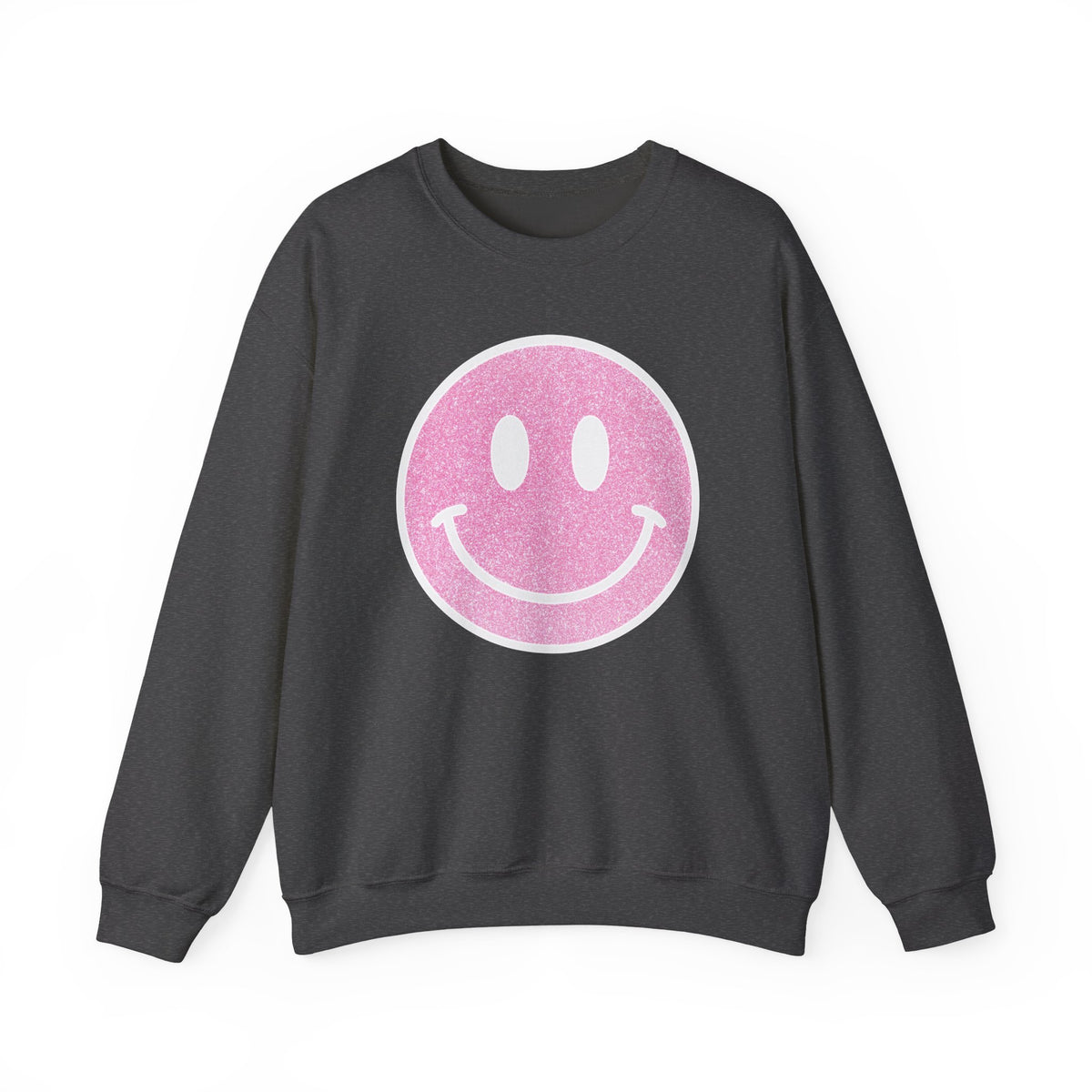 Glitter Smiley – Gildan Heavy Blend | Trendy Women’s Soft Sweatshirt. Direct to Garment. Printed & Shipped in the USA. Unisex Sizes.