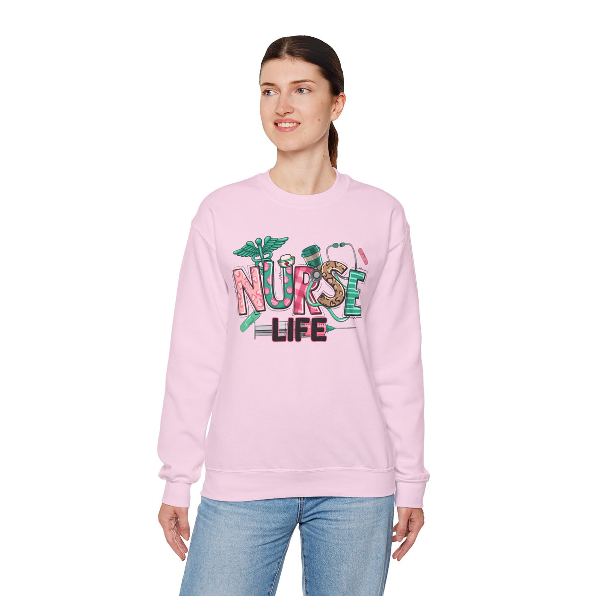Nurse Life Cute Preppy Healthcare – Gildan Heavy Blend | Trendy Women’s Soft Sweatshirt. Direct to Garment. Printed & Shipped in the USA. Unisex Sizes.