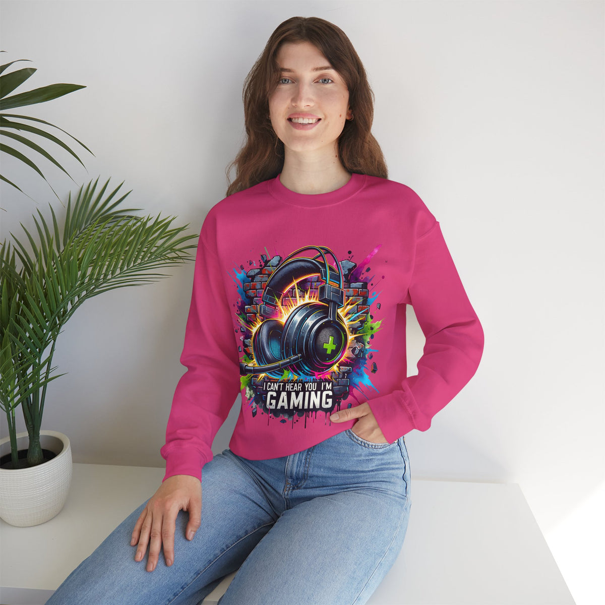Gaming Headset I Can't Hear You, I'm Gaming – Gildan Heavy Blend | Trendy Women’s and Men's Soft Sweatshirt. Direct to Garment. Printed & Shipped in the USA. Unisex Sizes.
