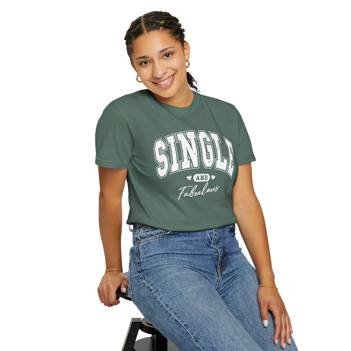 Single and Fabulous - Varsity - Comfort Colors | Trendy Women's T-Shirt. Direct to Garment. Printed & Shipped in the USA. Unisex Sizes.