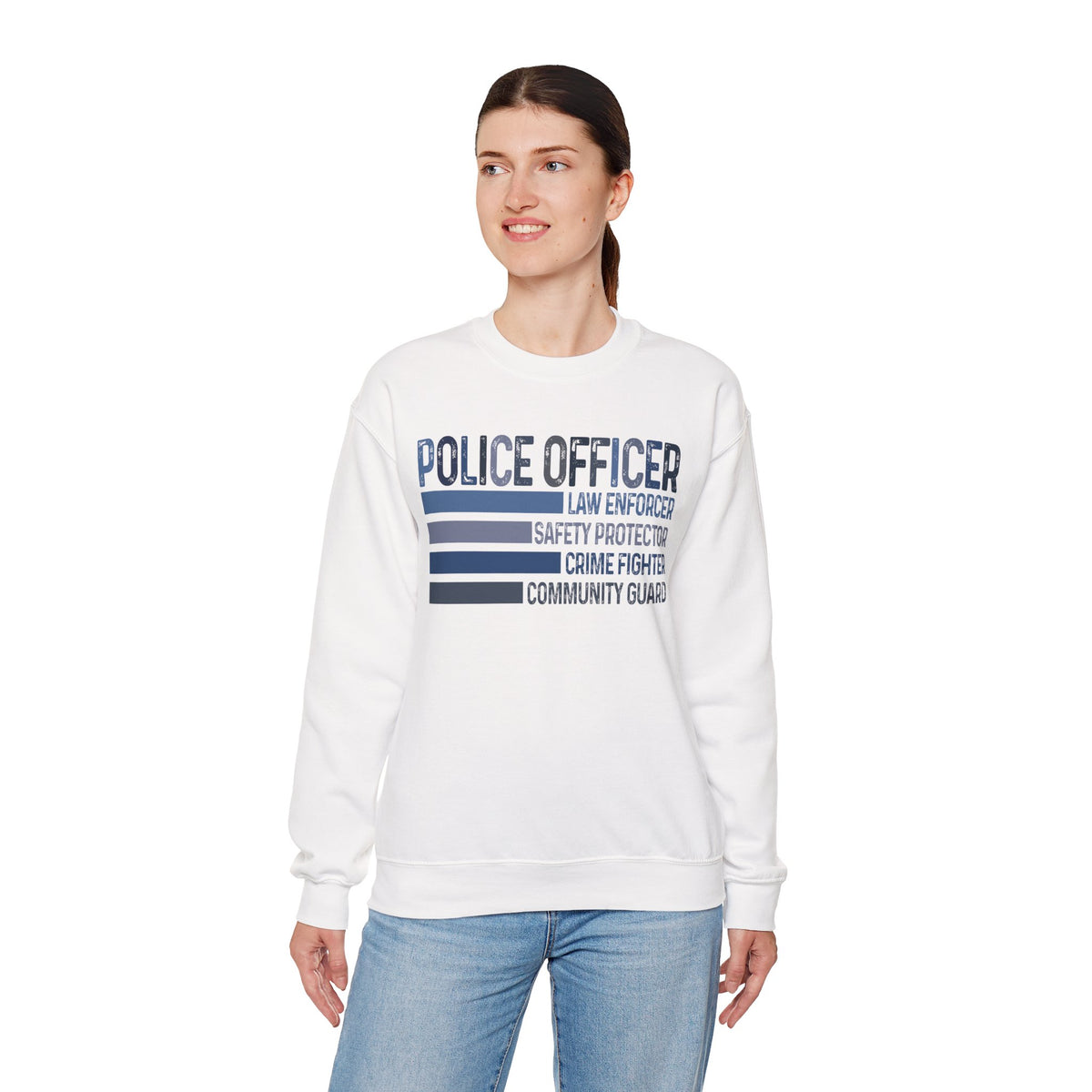 Police Officer - Description – Gildan Heavy Blend | Trendy Men's and Women’s Soft Sweatshirt. Direct to Garment. Printed & Shipped in the USA. Unisex Sizes.