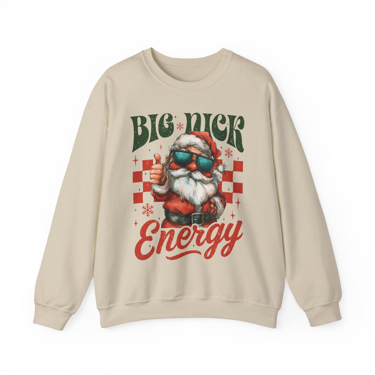 Big Nick Energy - Retro Santa Thumbs Up – Gildan Heavy Blend | Trendy Men's and Women’s Soft Sweatshirt. Direct to Garment. Printed & Shipped in the USA. Unisex Sizes.