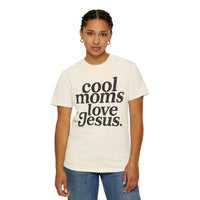 Cool Moms Love Jesus, Vintage - Comfort Colors | Trendy Women's T-Shirt. Direct to Garment. Printed & Shipped in the USA. Unisex Sizes.
