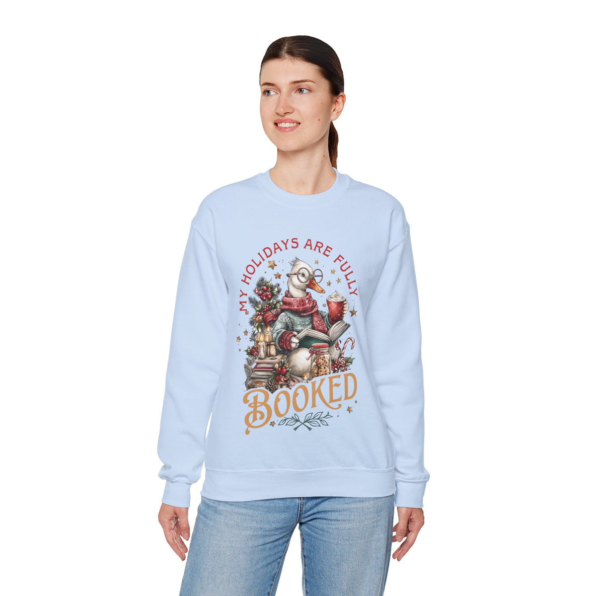 My Holidays are Fluffy and Booked – Gildan Heavy Blend | Trendy Women’s Soft Sweatshirt. Direct to Garment. Printed & Shipped in the USA. Unisex Sizes.