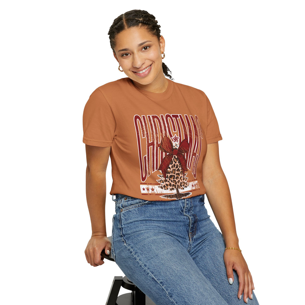 Christmas Season Leopard Tree  - Comfort Colors | Trendy Women's T-Shirt. Direct to Garment. Printed & Shipped in the USA. Unisex Sizes.