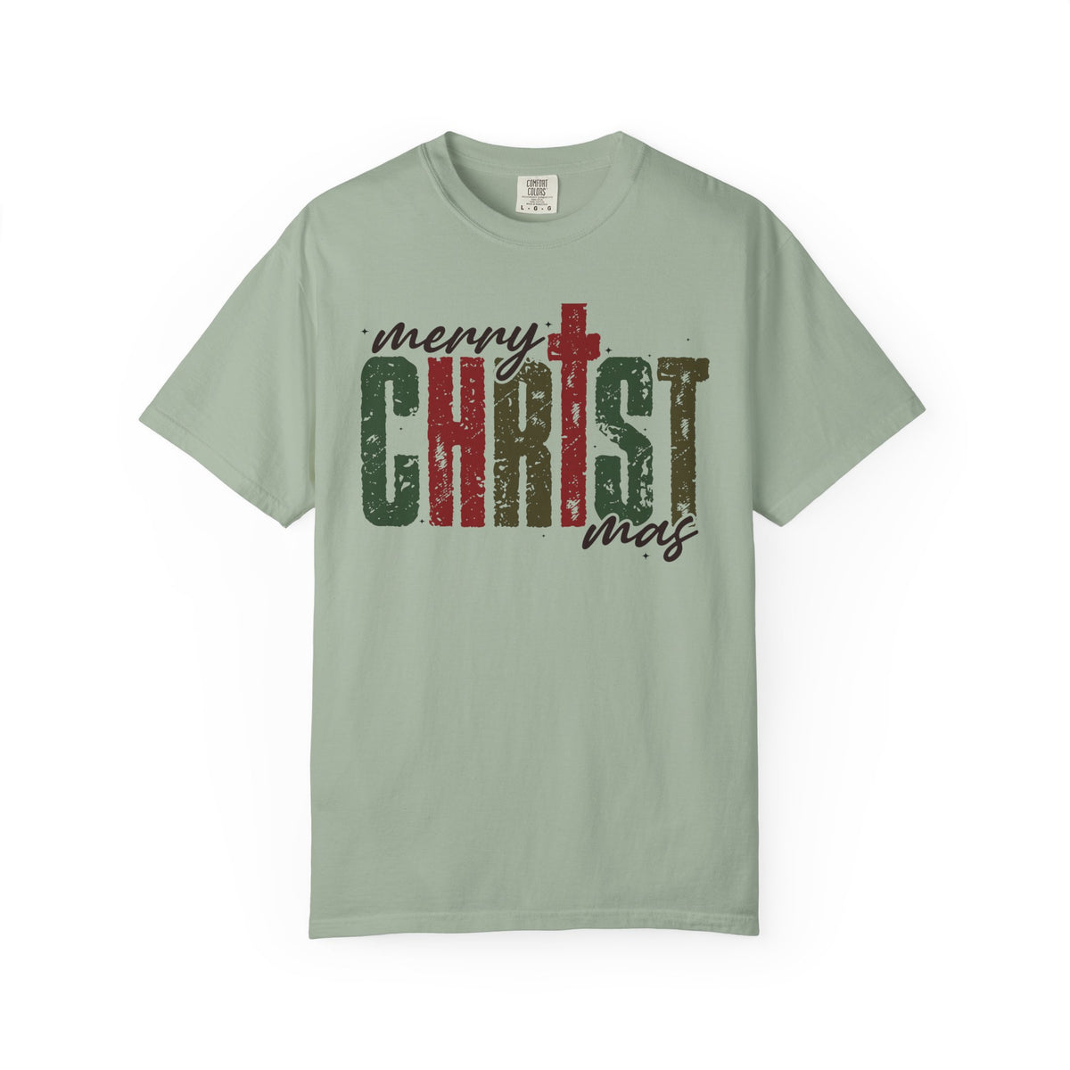Distressed Merry ChrisTmas Faith - Comfort Colors | Trendy Men's and Women's T-Shirt. Direct to Garment. Printed & Shipped in the USA. Unisex Sizes.