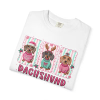 Dachshund Through the Snow - Comfort Colors | Trendy Women's T-Shirt. Direct to Garment. Printed & Shipped in the USA. Unisex Sizes.