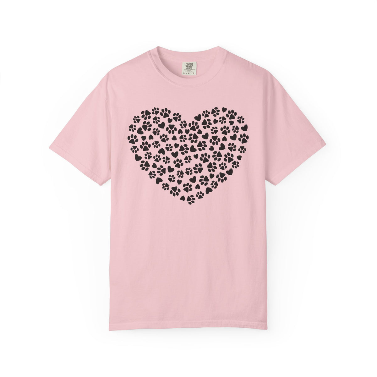 Dog Paw Heart - Comfort Colors | Trendy Women's T-Shirt. Direct to Garment. Printed & Shipped in the USA. Unisex Sizes.