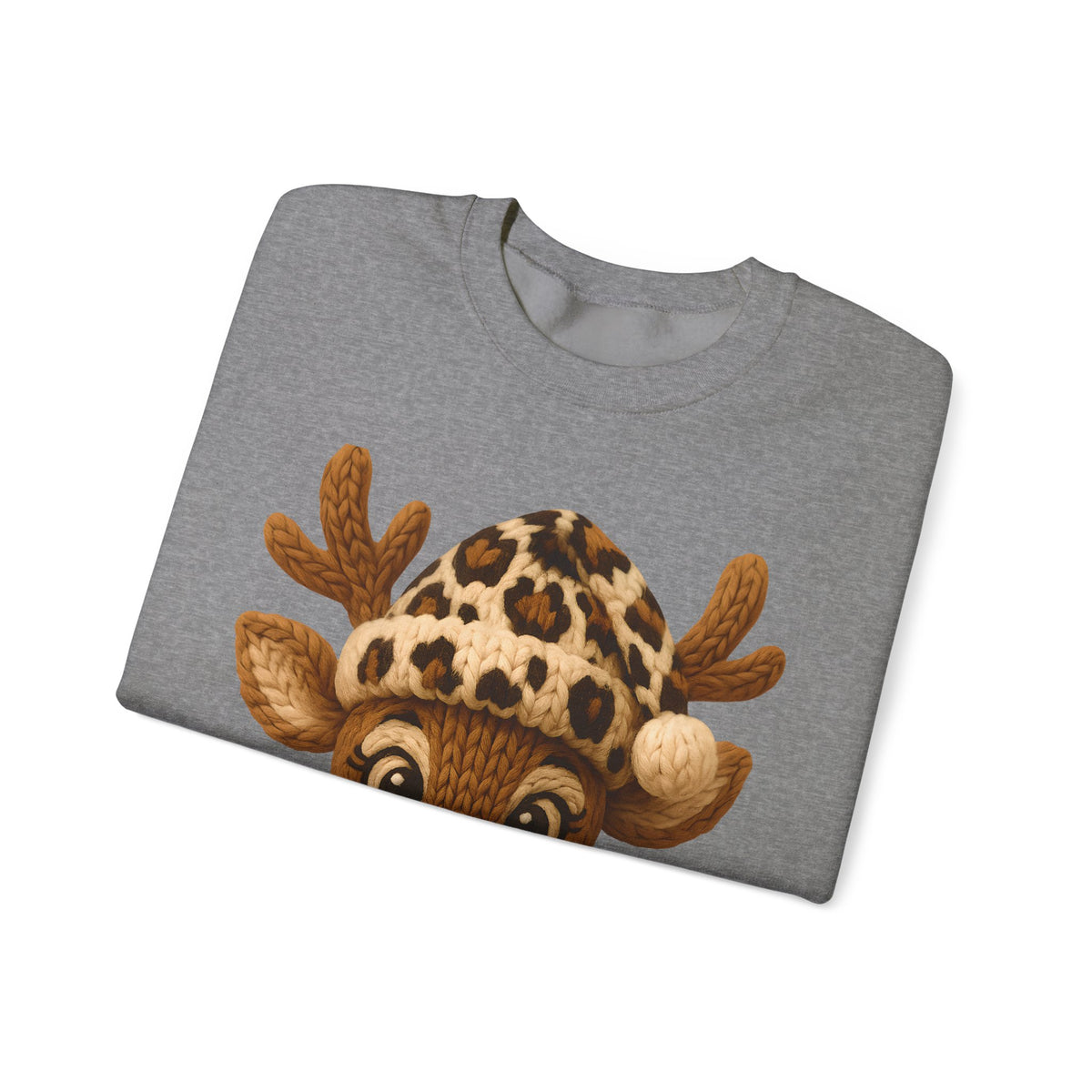 Rudolph Reindeer Leopard Santa Hat Christmas – Gildan Heavy Blend | Trendy Women’s Soft Sweatshirt. Direct to Garment. Printed & Shipped in the USA. Unisex Sizes.