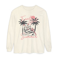 Feral Girl Summer, Possum on a Beach - Comfort Colors | Trendy Women's Long Sleeve T-Shirt. Direct to Garment. Printed & Shipped in the USA. Unisex Sizes.