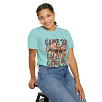 Game Day - Football Bow - Comfort Colors | Trendy Women's T-Shirt. Direct to Garment. Printed & Shipped in the USA. Unisex Sizes.