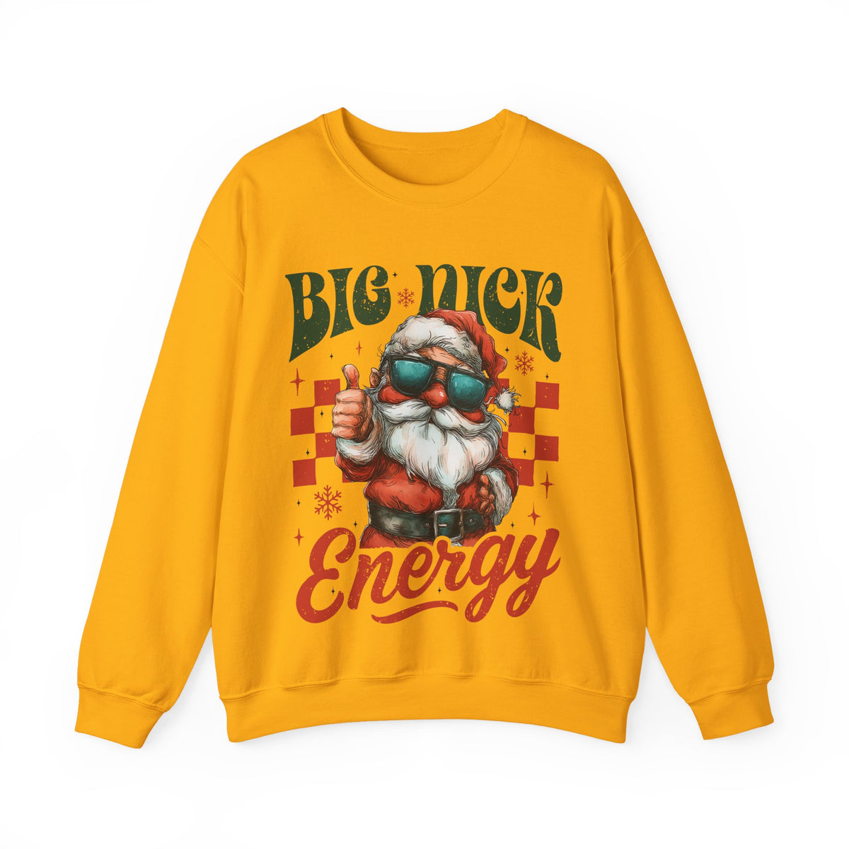 Big Nick Energy - Retro Santa Thumbs Up – Gildan Heavy Blend | Trendy Men's and Women’s Soft Sweatshirt. Direct to Garment. Printed & Shipped in the USA. Unisex Sizes.