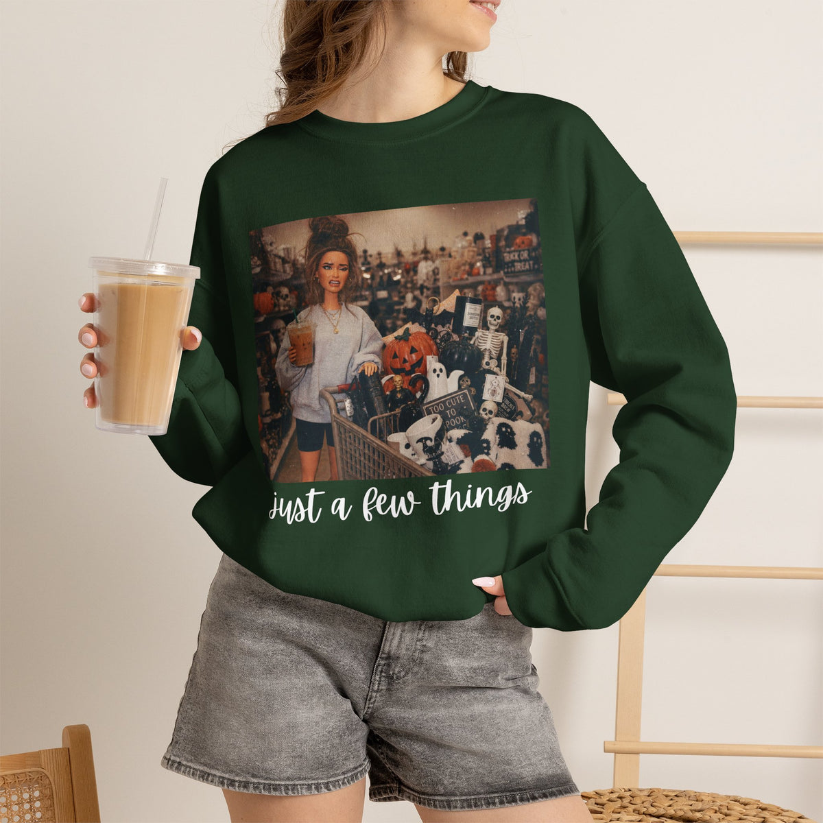 Just A Few Things - Halloween Shopping – Gildan Heavy Blend | Trendy Women’s Soft Sweatshirt. Direct to Garment. Printed & Shipped in the USA. Unisex Sizes.