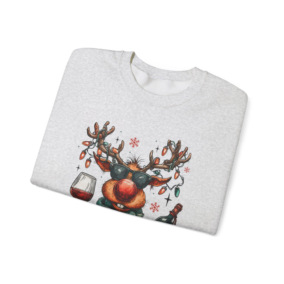 Merry & Mischievous Reindeer – Gildan Heavy Blend | Trendy Women’s and Men's Soft Sweatshirt. Direct to Garment. Printed & Shipped in the USA. Unisex Sizes.