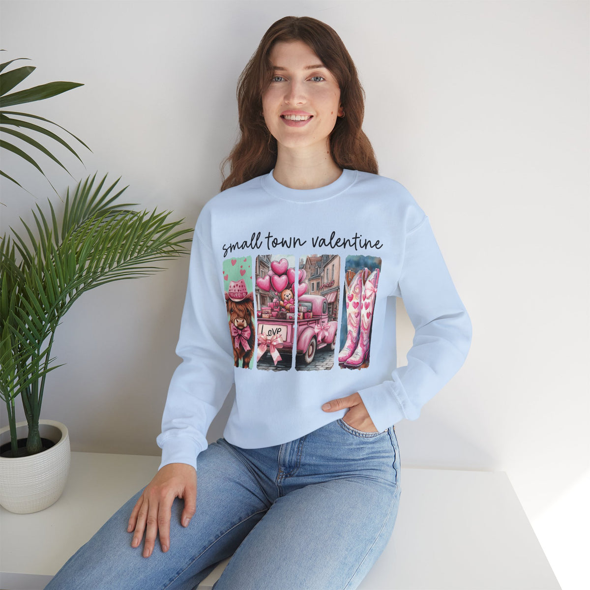 Small Town Valentine – Gildan Heavy Blend | Trendy Women’s Soft Sweatshirt. Direct to Garment. Printed & Shipped in the USA. Unisex Sizes.
