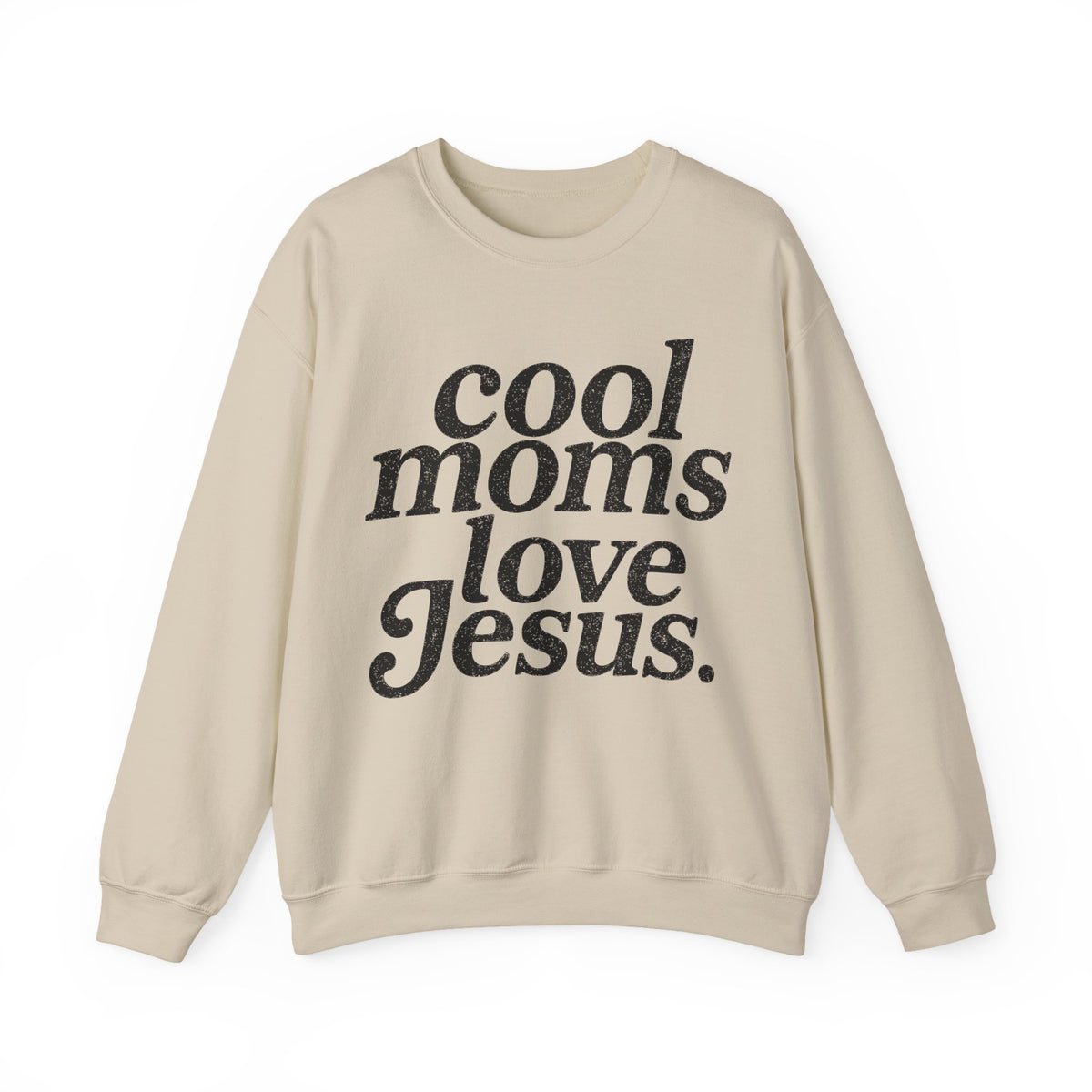 Cool Moms Love Jesus, Vintage – Gildan Heavy Blend | Trendy Women’s Soft Sweatshirt. Direct to Garment. Printed & Shipped in the USA. Unisex Sizes.