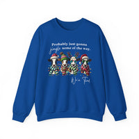 Christmas Cows - Probably Just Gonna Jingle Some Of The Way – Gildan Heavy Blend | Trendy Women’s and Men's Soft Sweatshirt. Direct to Garment. Printed & Shipped in the USA. Unisex Sizes.