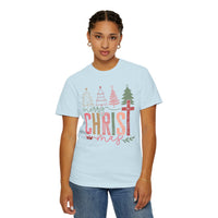 Merry ChrisTmas Christian Faith Graphic - Comfort Colors | Trendy Women's T-Shirt. Direct to Garment. Printed & Shipped in the USA. Unisex Sizes.