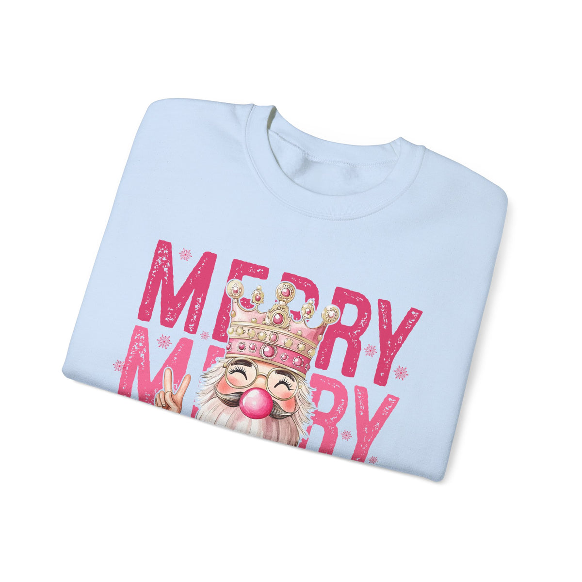 Merry Christmas - Cute Pink Bubblegum Nutcracker – Gildan Heavy Blend | Trendy Women’s Soft Sweatshirt. Direct to Garment. Printed & Shipped in the USA. Unisex Sizes.