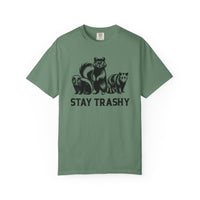 Stay Trashy, Skunk Raccoon Possum - Comfort Colors | Trendy Women's and Men's T-Shirt. Direct to Garment. Printed & Shipped in the USA. Unisex Sizes.