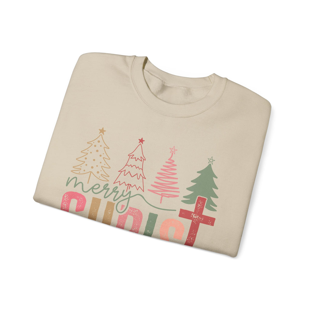 Merry ChrisTmas Christian Faith Graphic – Gildan Heavy Blend | Trendy Women’s Soft Sweatshirt. Direct to Garment. Printed & Shipped in the USA. Unisex Sizes.