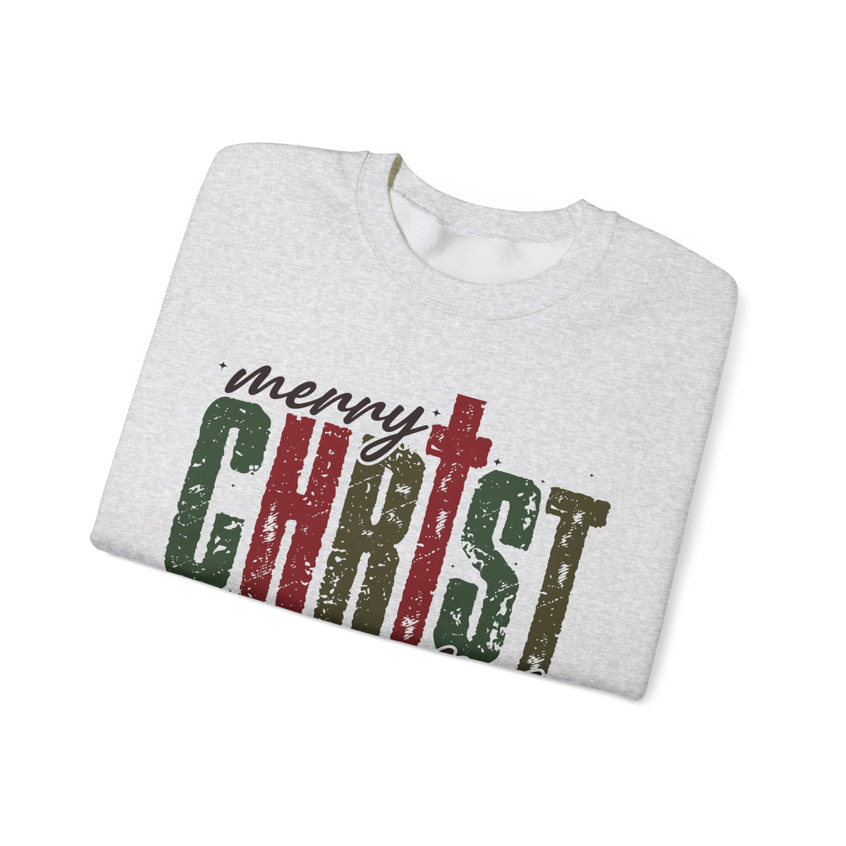 Distressed Merry ChrisTmas Faith Christian – Gildan Heavy Blend | Trendy Women’s Soft Sweatshirt. Direct to Garment. Printed & Shipped in the USA. Unisex Sizes.