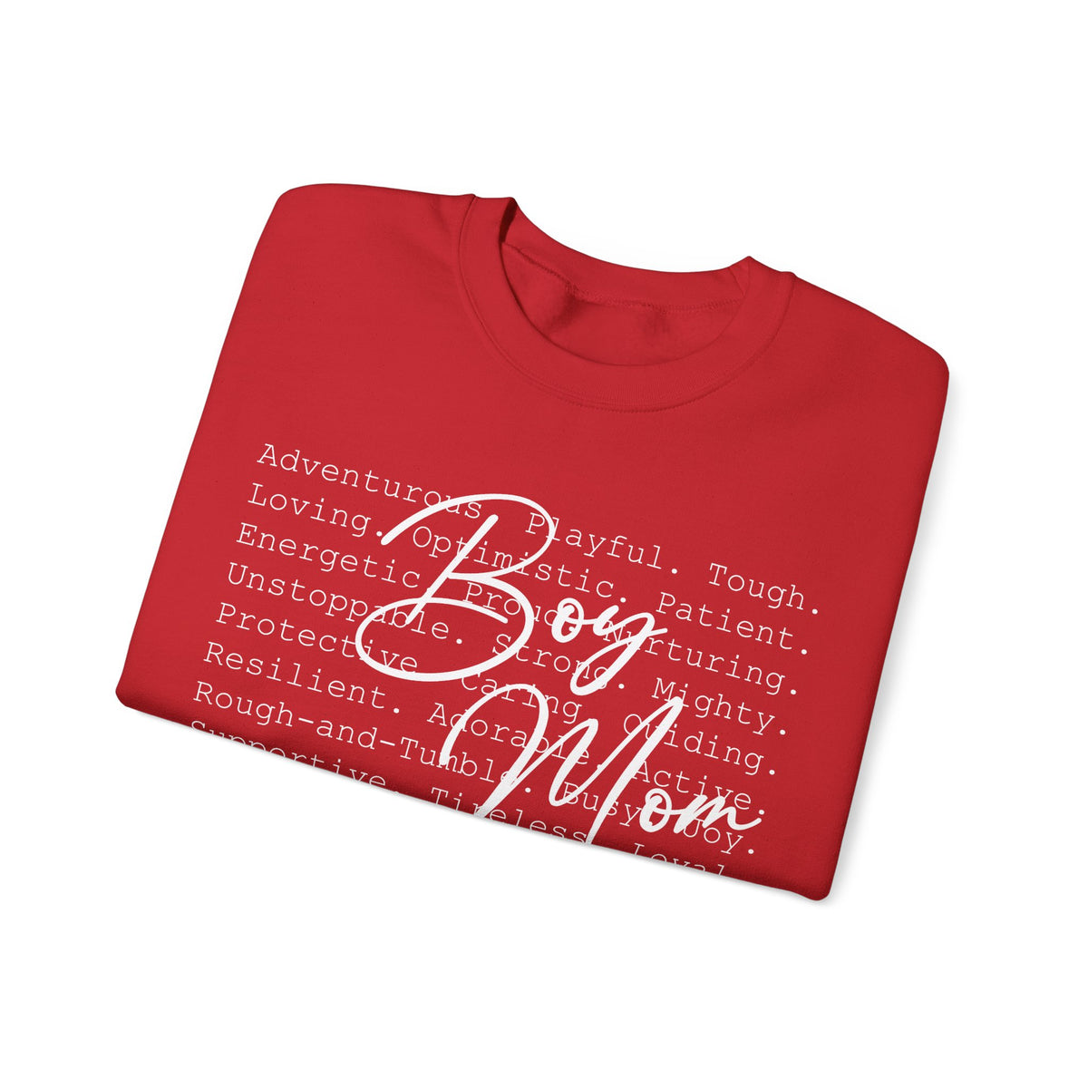 Boy Mom Typography – Gildan Heavy Blend | Trendy Women’s Soft Sweatshirt. Direct to Garment. Printed & Shipped in the USA. Unisex Sizes.