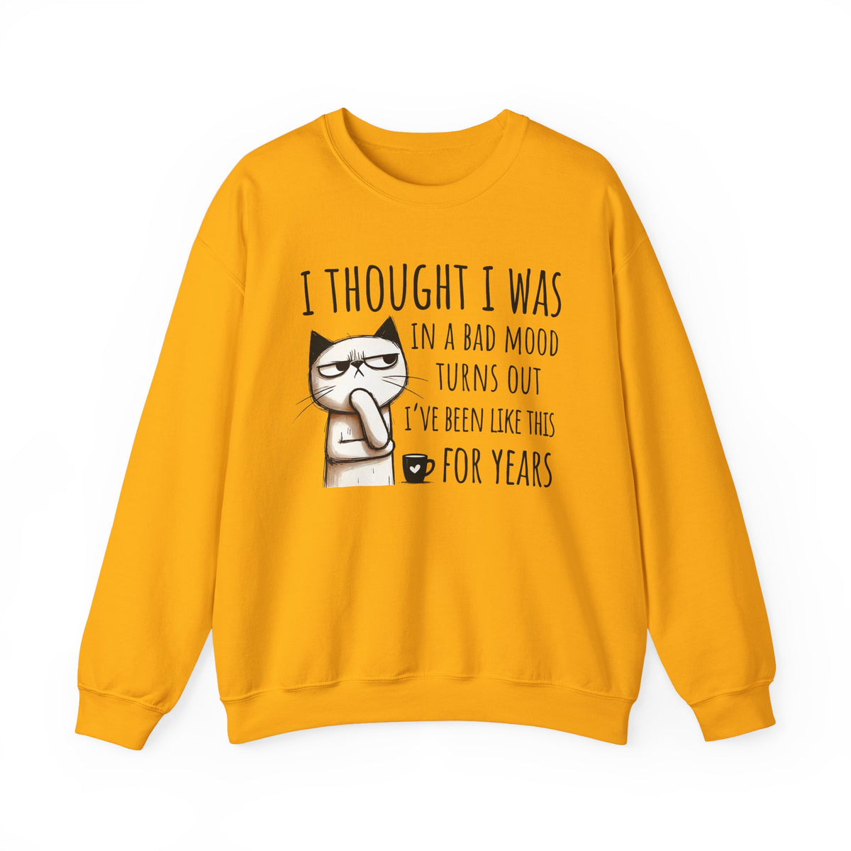 I Thought I Was In A Bad Mood, Grumpy Cat – Gildan Heavy Blend | Trendy Men's and Women’s Soft Sweatshirt. Direct to Garment. Printed & Shipped in the USA. Unisex Sizes.