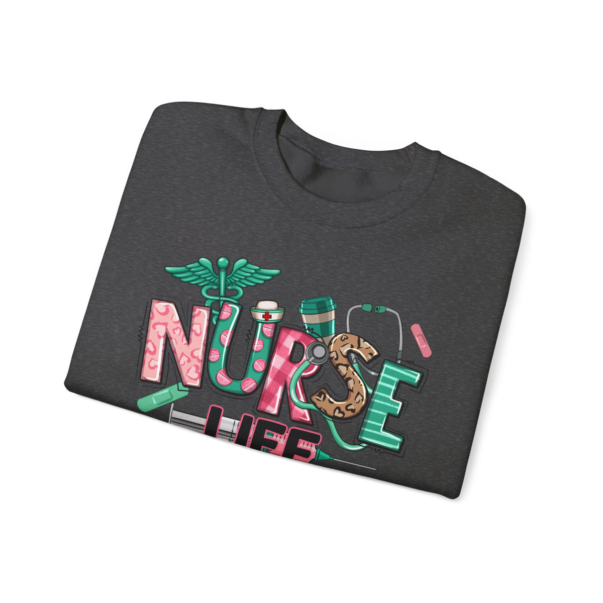 Nurse Life Cute Preppy Healthcare – Gildan Heavy Blend | Trendy Women’s Soft Sweatshirt. Direct to Garment. Printed & Shipped in the USA. Unisex Sizes.