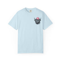 Head Heffa Highland Cow, Front & Back Print - Comfort Colors | Trendy Women's T-Shirt. Direct to Garment. Printed & Shipped in the USA. Unisex Sizes.