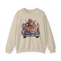 Patriotic Highland, America's 250th Birthday – Gildan Heavy Blend | Trendy Women’s and Men's Soft Sweatshirt. Direct to Garment. Printed & Shipped in the USA. Unisex Sizes.