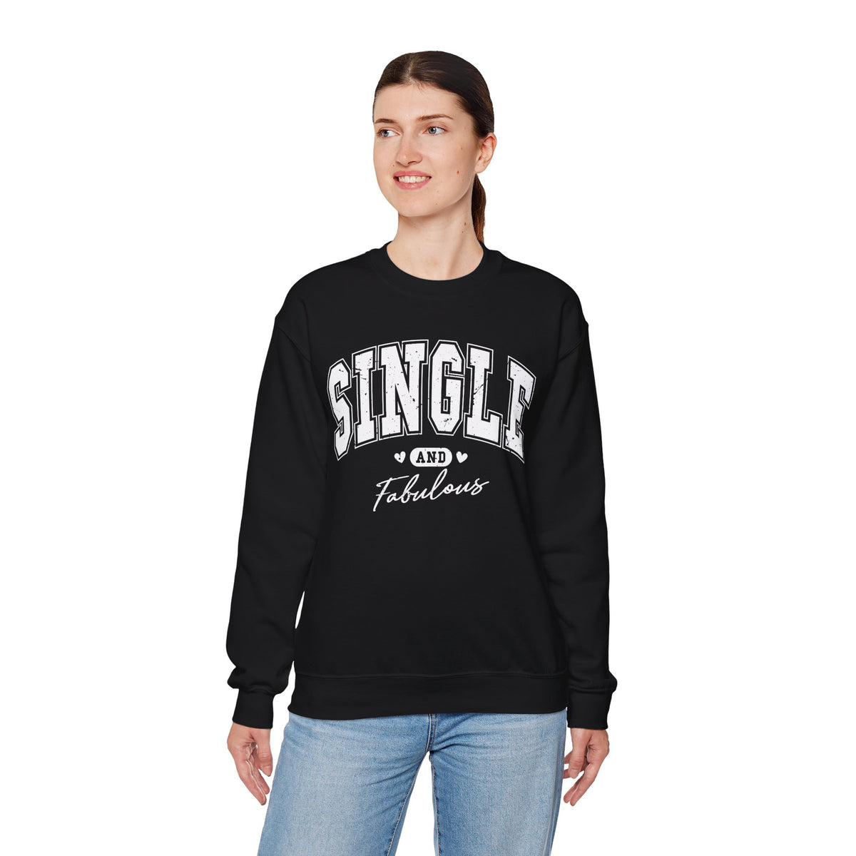 Single and Fabulous - Varsity – Gildan Heavy Blend | Trendy Women’s Soft Sweatshirt. Direct to Garment. Printed & Shipped in the USA. Unisex Sizes.