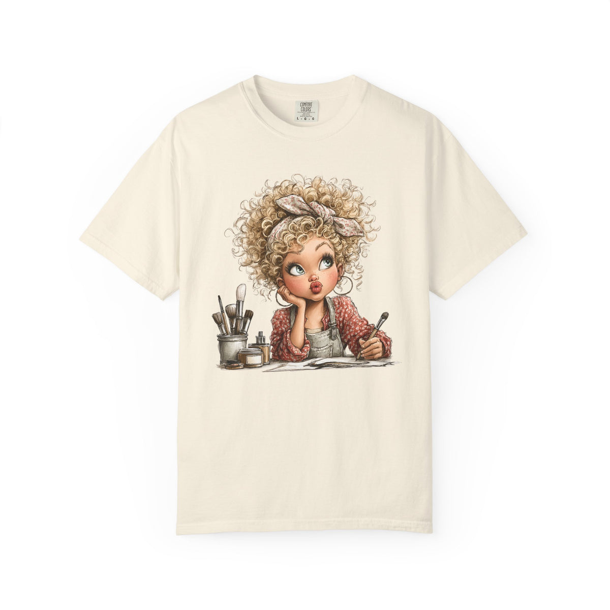 Cute Artist Curly Girl - Comfort Colors | Trendy Women's T-Shirt. Direct to Garment. Printed & Shipped in the USA. Unisex Sizes.