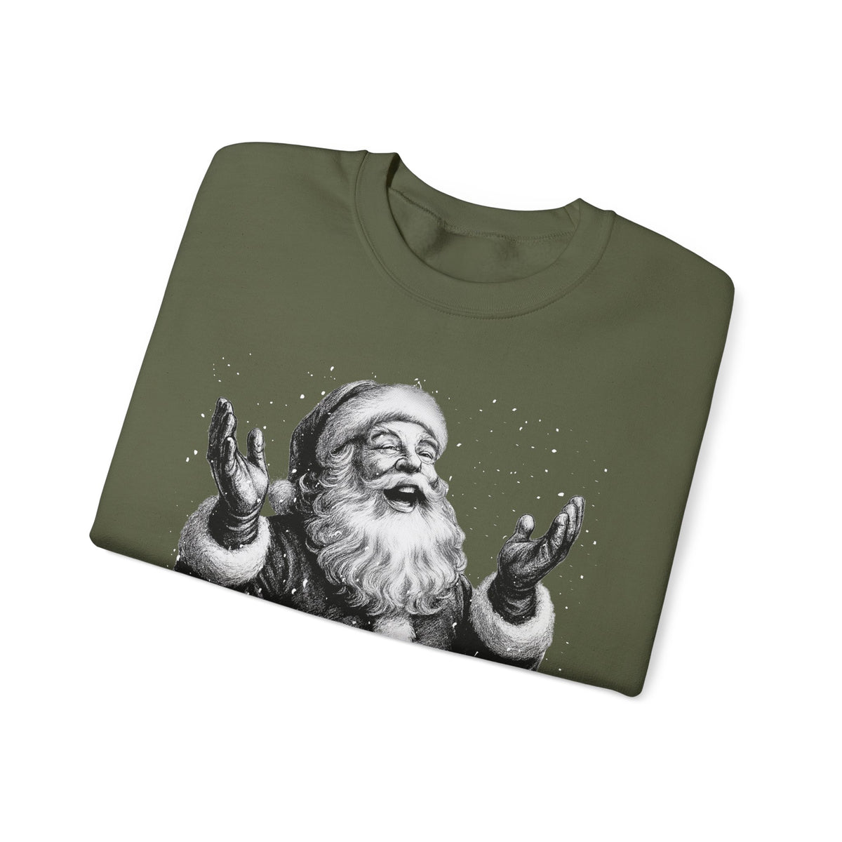 Joyful Santa - Black and White Vintage – Gildan Heavy Blend | Trendy Women’s and Men's Soft Sweatshirt. Direct to Garment. Printed & Shipped in the USA. Unisex Sizes.