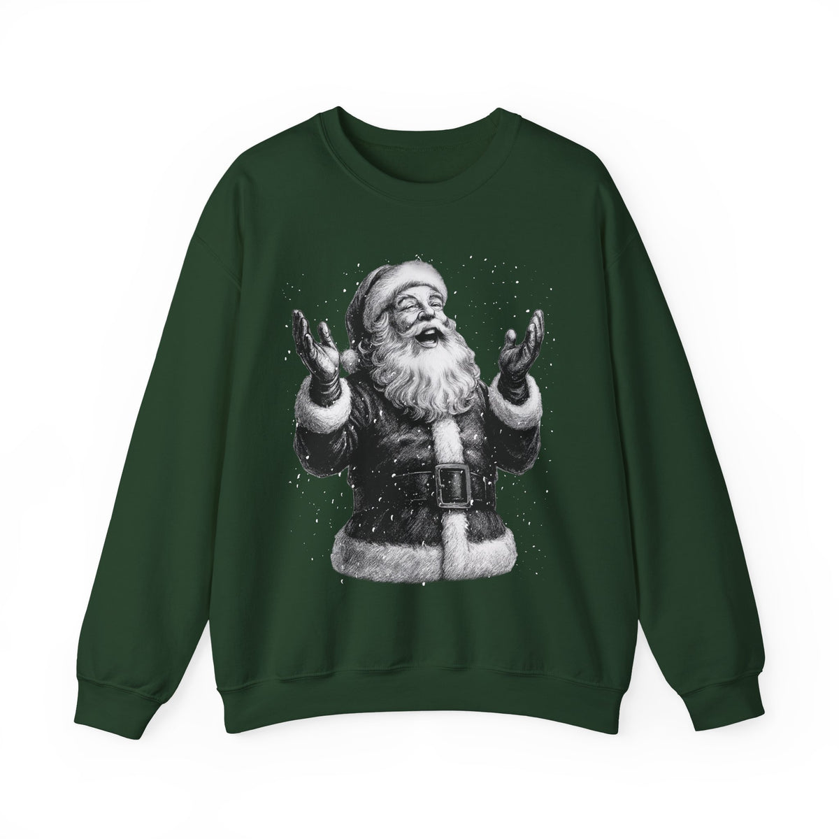 Joyful Santa - Black and White Vintage – Gildan Heavy Blend | Trendy Women’s and Men's Soft Sweatshirt. Direct to Garment. Printed & Shipped in the USA. Unisex Sizes.