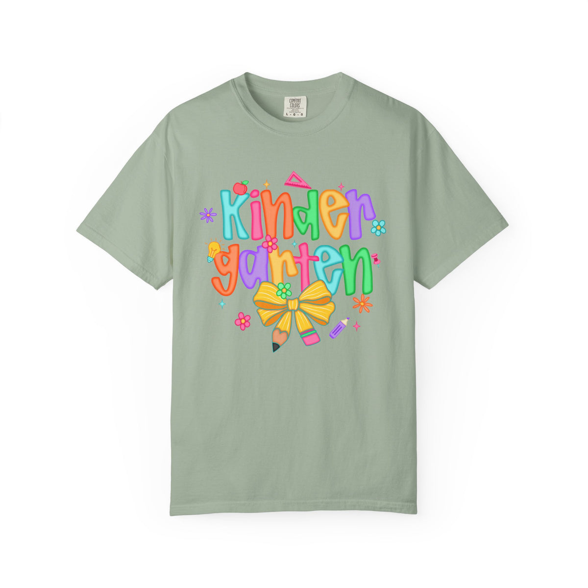 Coquette Kindergarten Pencil Bow - Comfort Colors | Trendy Women's T-Shirt. Direct to Garment. Printed & Shipped in the USA. Unisex Sizes.
