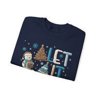 Let It Snow, Snowman – Gildan Heavy Blend | Trendy Women’s Soft Sweatshirt. Direct to Garment. Printed & Shipped in the USA. Unisex Sizes.