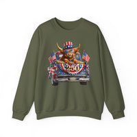 Patriotic Highland, America's 250th Birthday – Gildan Heavy Blend | Trendy Women’s and Men's Soft Sweatshirt. Direct to Garment. Printed & Shipped in the USA. Unisex Sizes.